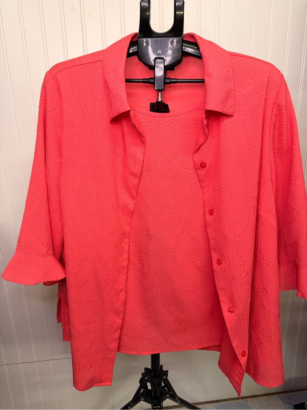 Maggie Barnes Coral Button-Front Two-Piece Top Set